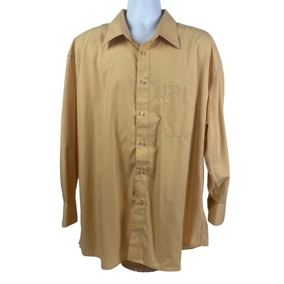 Imani Uomo Long Sleeve Button Down Shirt Men's XXL (18-18.5 34/35) Yellow Gold - Picture 2 of 8